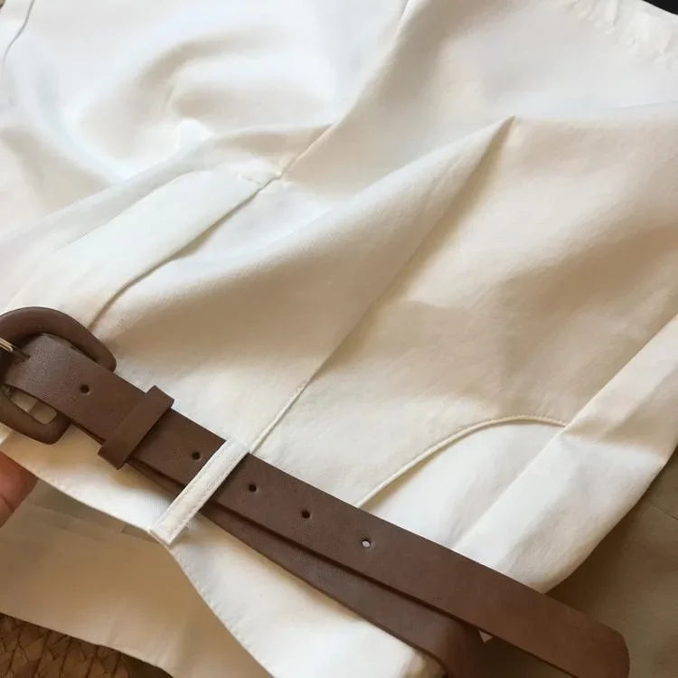 Short à Jambes Larges en Coton pour Femme, Pantalon Court, Slim, Ligne A, Bureau, Classique, Décontracté, Fermeture Éclair, Été 2024