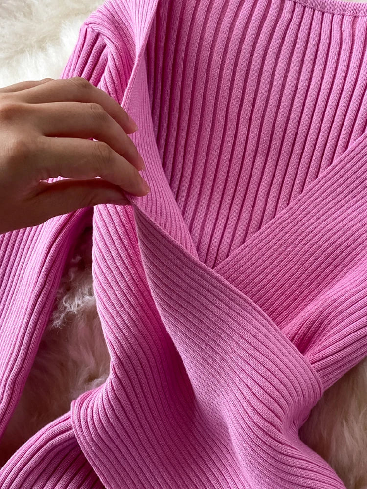 YuooMuoo-Robe élégante à col en V croisé pour femme, taille fine, tambour mince, tenue de bureau coréenne, robe éducative pour femme, automne, hiver, 2023