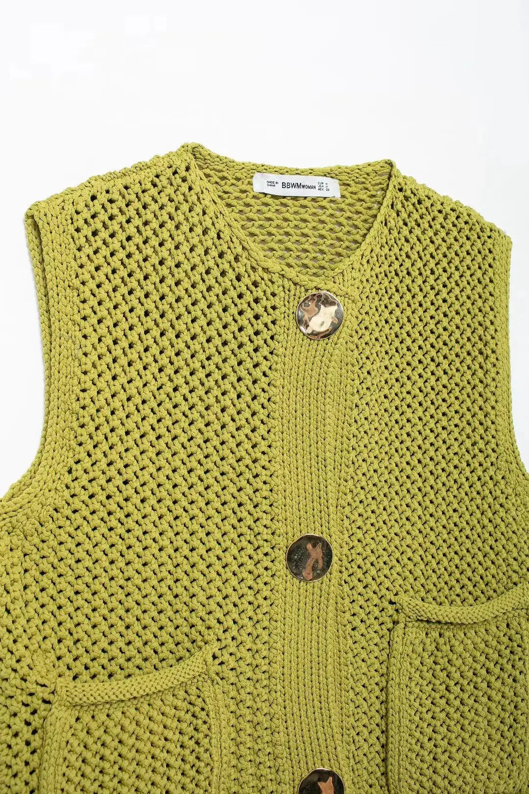 gilet a la mode sans manche  en  tricot. Chic avec des poches Patch bouton, existe en 3 coloris